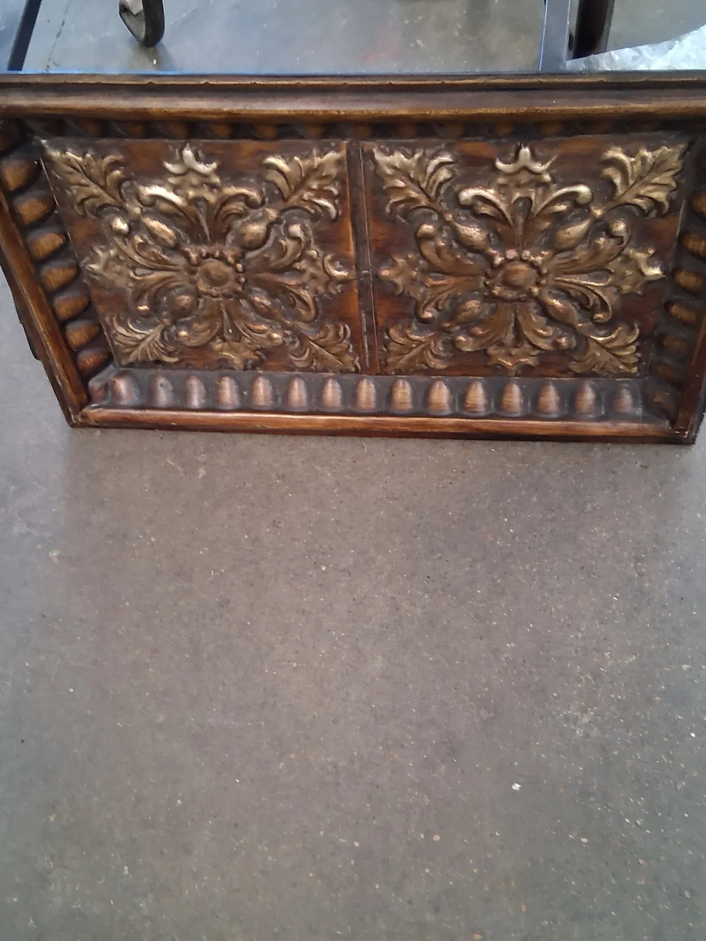 Decorative Brown and Gold Floral Metal Tray - Home Bath. 20
